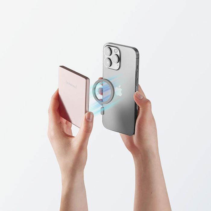 Intenso MW5000 Powerbank MagSafe Rosado 5000 mAh Carga Inalambrica Magnetica USB-C 20W