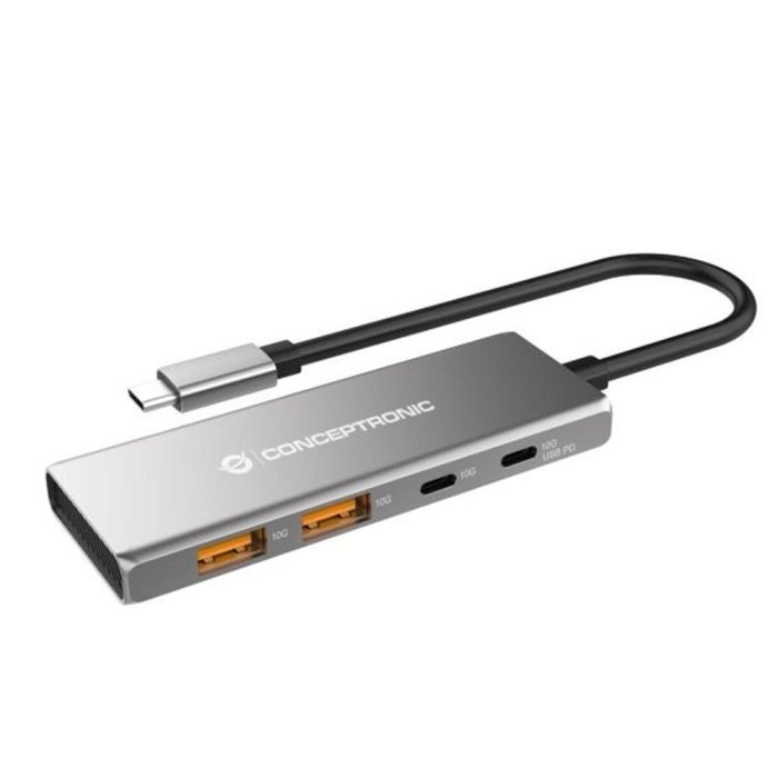 Conceptronic HUBBIES15G Hub USB Tipo C 4 Puertos (2 USB-C, 2 USB-A) 10 Gb/s, PD 100W, Carcasa de Aluminio 0 Conceptronic HUBBIES15G Hub USB Tipo C 4 Puertos (2 USB-C, 2 USB-A) 10 Gb/s, PD 100W, Carcasa de Aluminio 0