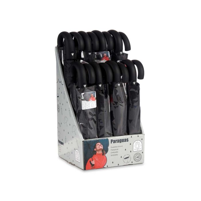 Paraguas Plegable Mango Negro Arte Regal - 12x35x3.5 cm, Abierto: 100x100x62 cm, Diámetro: 39 pulgadas (16 Unidades) 2 Paraguas Plegable Mango Negro Arte Regal - 12x35x3.5 cm, Abierto: 100x100x62 cm, Diámetro: 39 pulgadas (16 Unidades) 2