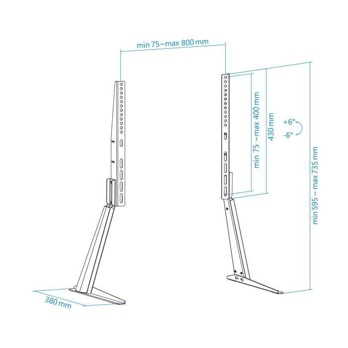 TooQ DB3270T-B Soporte de Mesa Inclinable para TV de 32-70 pulgadas, hasta 50 kg, VESA, altura ajustable, gestión de cables, Negro 6 TooQ DB3270T-B Soporte de Mesa Inclinable para TV de 32-70 pulgadas, hasta 50 kg, VESA, altura ajustable, gestión de cables, Negro 6