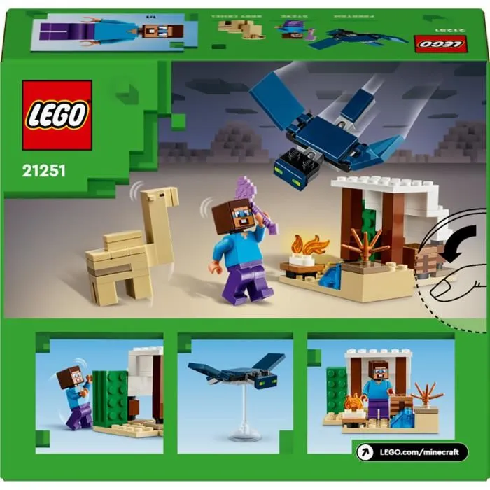 Lego 21251 Minecraft Expedición al Desierto de Steve, Juguete de Videojuego, Bioma con Casa y Minifiguras de Construcción para Niños y Niñas 5