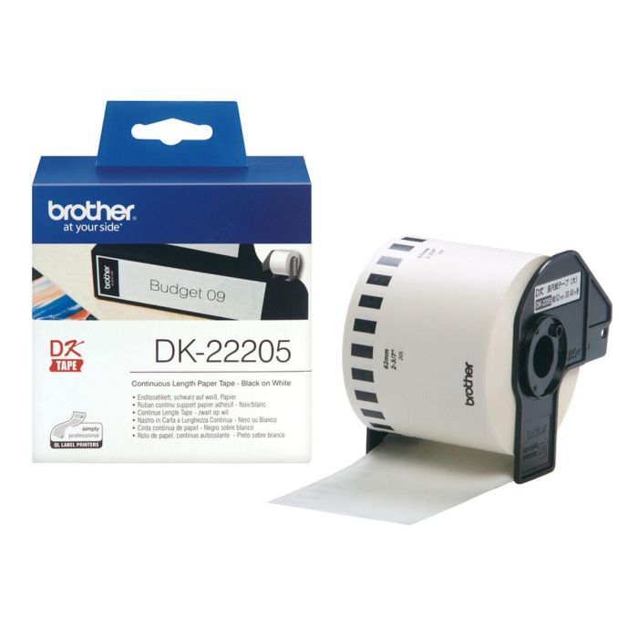 Rollo de Papel Contínuo Brother DK-22205 Negro/Blanco (3 Unidades) 1