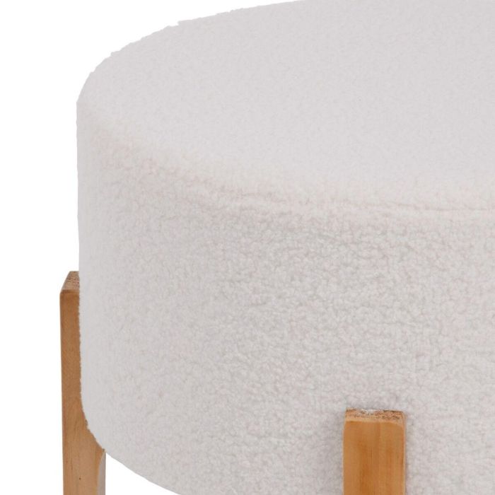 Puff Tejido Sintético Beige Madera 46 x 46 x 46 cm 3