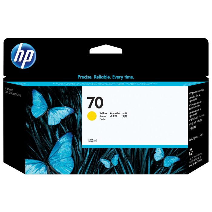 HP Cartucho de tinta DesignJet 70 Amarillo 130 ml para Z2100, Z3100, Z3200, Z5200 Photo Printer