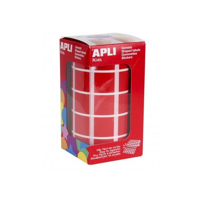 Apli Gomets autoadhesivos cuadrados 20x20 mm rojos, rollo de 1770 unidades