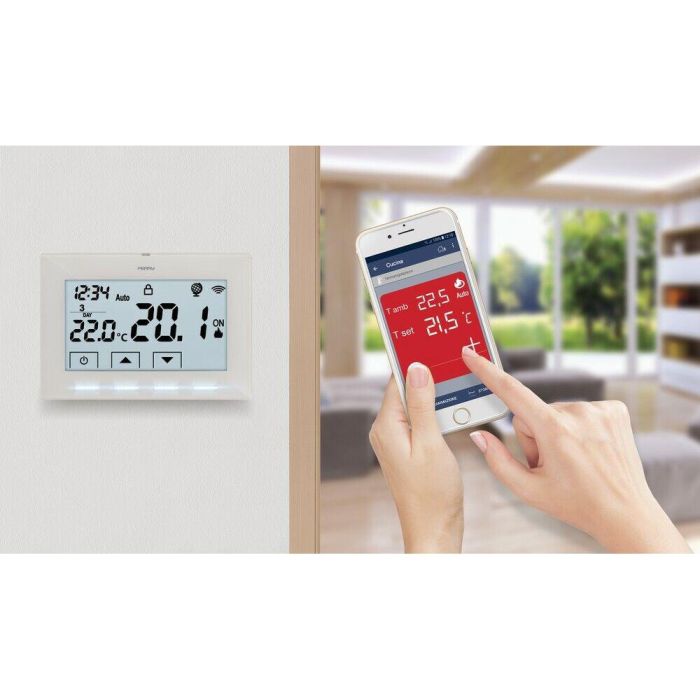 Perry 1TX CR029WIFI Cronotermostato Wifi 230V Blanco Superficie Pantalla LCD Retroiluminada 4.3" 4-37°C 1