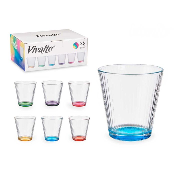 Vaso Vidrio Rayas Transp Color 310 Ml Vivalto 9CM (36 Unidades) Vaso Vidrio Rayas Transp Color 310 Ml Vivalto 9CM (36 Unidades)