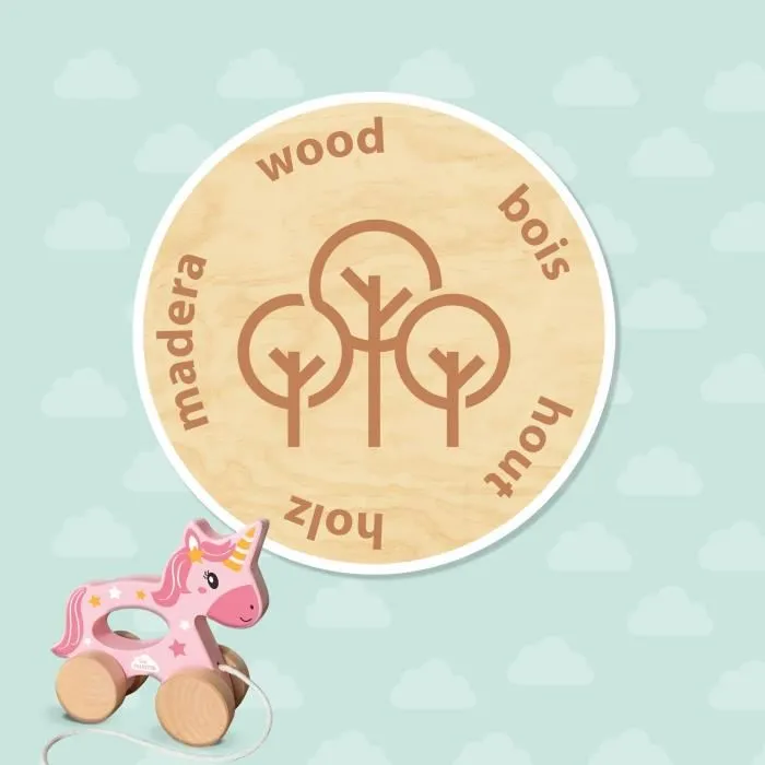 Ses Creative Unicornio de madera 2 en 1 para empujar o tirar Rosa SES8710341131371 4