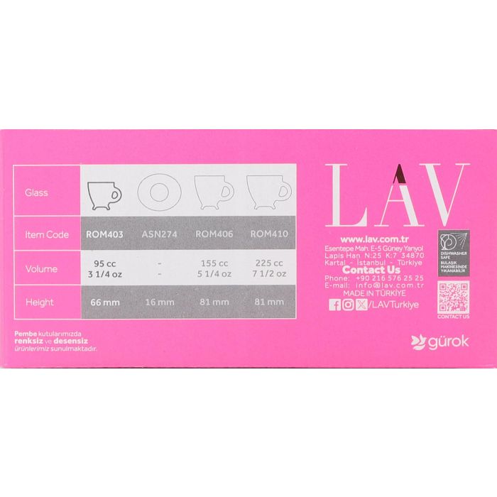 Lav Set de 6 Tazas para Espresso con Asa, 95 cc, 8x6.5x6.5 cm (12 Cajas) 5 Lav Set de 6 Tazas para Espresso con Asa, 95 cc, 8x6.5x6.5 cm (12 Cajas) 5