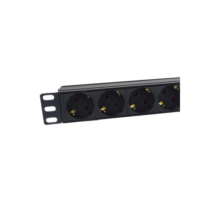 Phasak SFO C14 Regleta Eléctrica 8 Tomas con Interruptor 1U para Rack o Armario, Cable 2m, 250V/16A, Negra