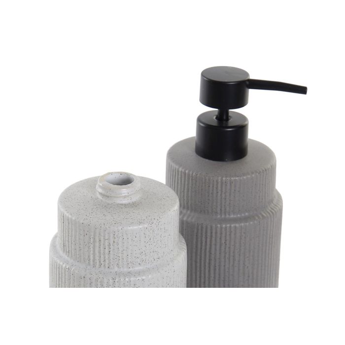 DKD Home Decor Dosificador Scandi Gris Claro Gris Oscuro Gres y PVC 8 x 16.5 x 8 cm (6 Unidades) 2