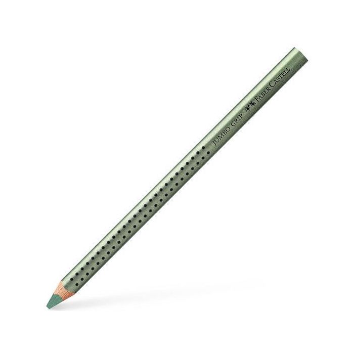 Faber Castell Lápices de Colores Jumbo Grip Metallic Verde Metálico - Mina Extragruesa, Diseño Triangular, 12 Unidades (12 Unidades)