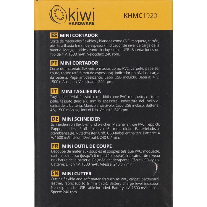 Kiwi Mini Cortador Eléctrico de 240 RPM con Conexión USB, Medidas 7x10x23 cm y Peso 2.20 kg (4 Unidades) 2