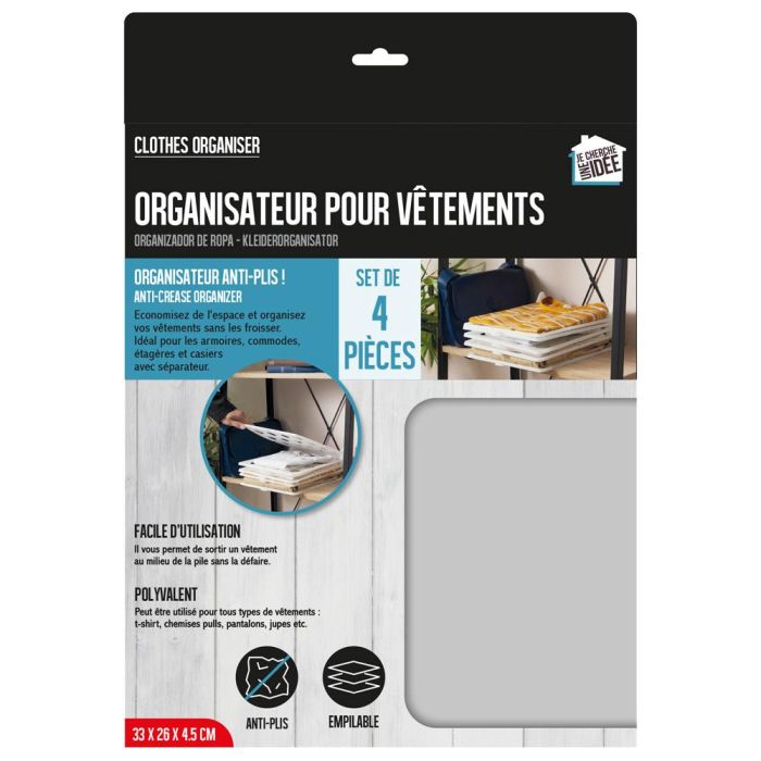 Je cherche une Idee Juego de 4 Organizador de Camisetas 1