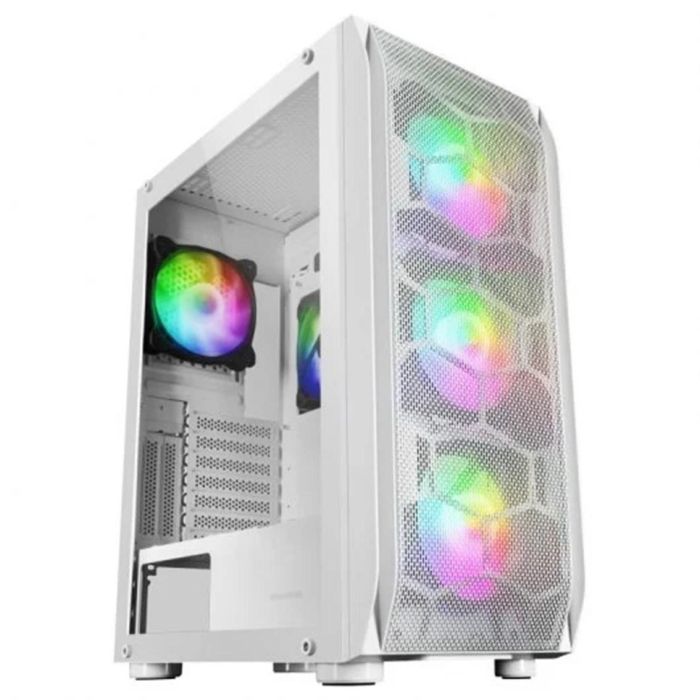 Mars Gaming MC-KX Caja Gaming Torre E-ATX Blanco, 5 Ventiladores ARGB, Sistema CPU Freezer, Ventana Cristal Templado, Controlador RF, Soporte 360mm