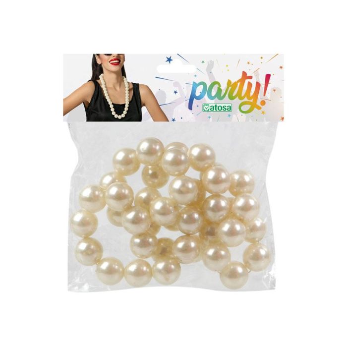 Collar Perlas Blanco Carnaval Mujer Adulto 1