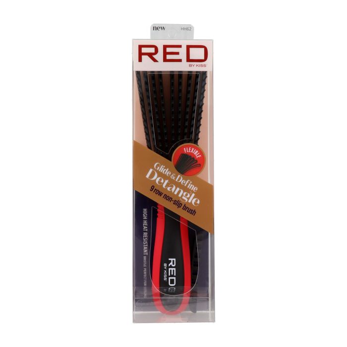 Red Kiss Ez Glide Detangling Brush 9 Rows Cepillo Negro