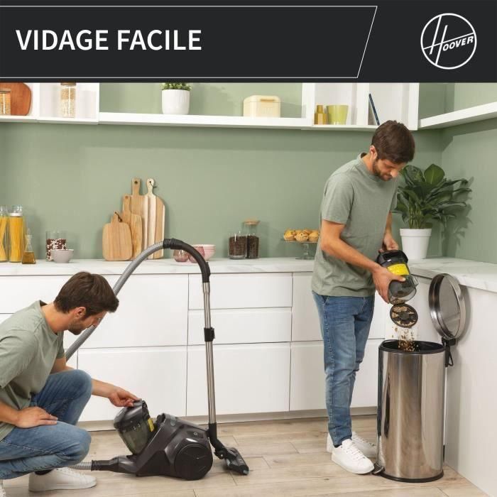 Aspirador de bidón sin bolsa - HOOVER - HP321PAF - 850 W - 75 dBA - 2 L - Gris 4 Aspirador de bidón sin bolsa - HOOVER - HP321PAF - 850 W - 75 dBA - 2 L - Gris 4