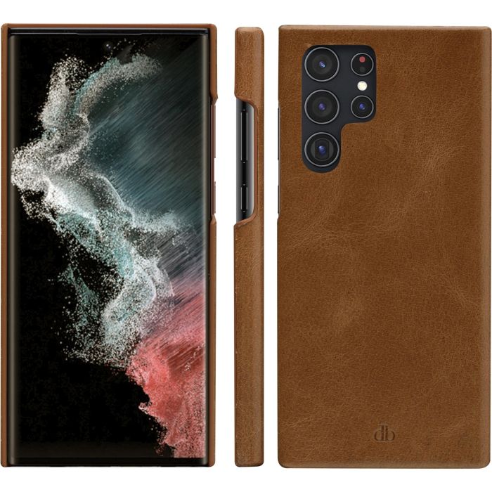 dbramante1928 Lynge - Flip-Hlle fr Mobiltelefon - genarbtes Leder - Hellbraun - fr Samsung Galaxy S22 Ultra 3