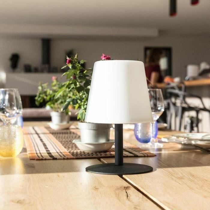 Lámpara de mesa inalámbrica - LUMISKY - STANDY MINI Dark - Al. 25 cm - Base de acero negro - LED blanco cálido y blanco 5