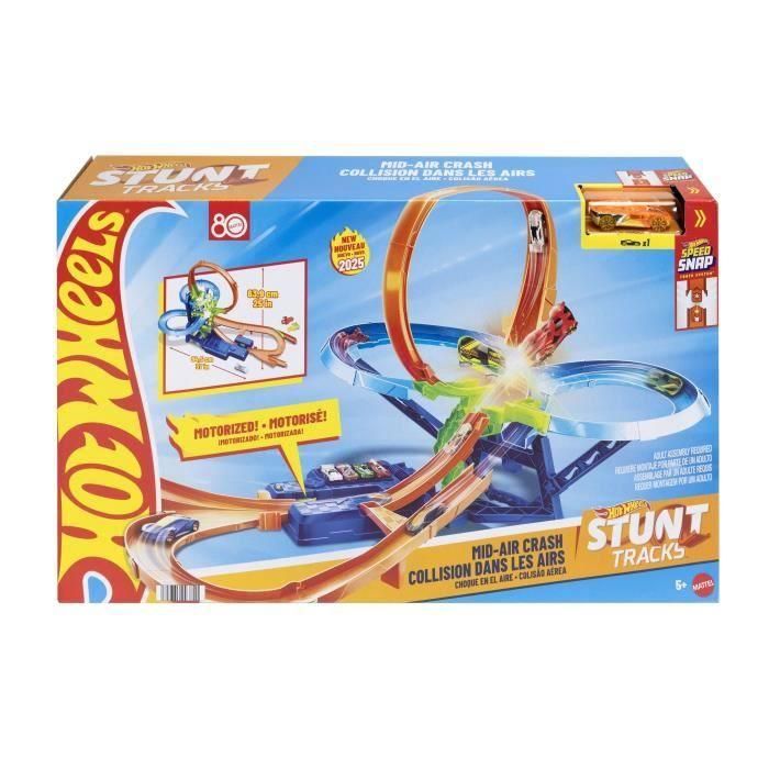 Hot Wheels Pista Big Air Crash - Incluye Coche Escala 1:64 - Medidas 68,7x62,5x85,9 cm - Edad +5 años - Requiere Pilas 2