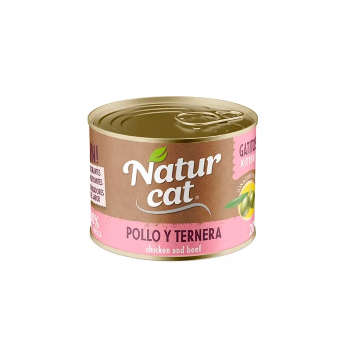 Naturcat Pollo Y Ternera Kitten Lata 6x200 gr