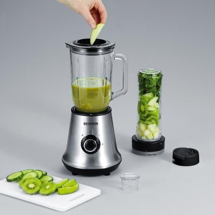 Severin SM3737 Batidora de Vaso Clásica con Extractor de Nutrientes Mix & Go - 500W, 1L, Cuchillas Acero Inox, Botella Portátil 600ml 1 Severin SM3737 Batidora de Vaso Clásica con Extractor de Nutrientes Mix & Go - 500W, 1L, Cuchillas Acero Inox, Botella Portátil 600ml 1