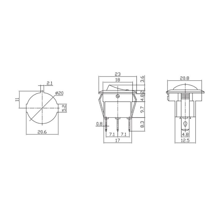Edm Interruptor de balancin 6,5a 250v con piloto luminoso negro 1