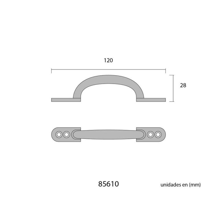 Tirador plano 120mm h° negro edm 1