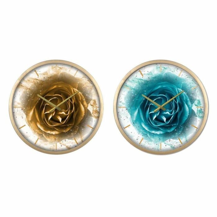 Reloj Pared Moderno DKD Home Decor Turquesa Dorado 6 x 40 x 40 cm (2 Unidades) Reloj Pared Moderno DKD Home Decor Turquesa Dorado 6 x 40 x 40 cm (2 Unidades)