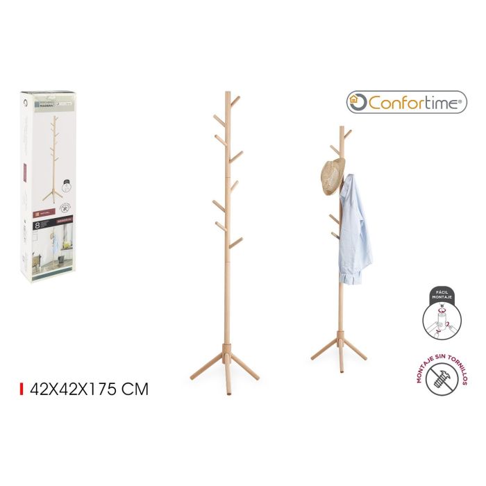 Perchero de madera de haya natural 175 cm - Confortime (6 Unidades) 0 Perchero de madera de haya natural 175 cm - Confortime (6 Unidades) 0