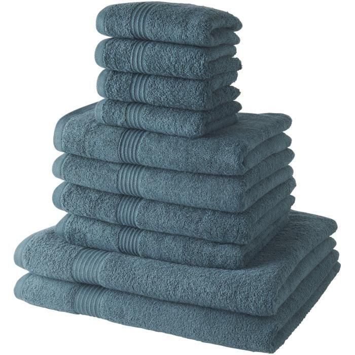 Juego de 4 toallas de baño TODAY 30x50 + 4 toallas de baño 50x90 + 2 toallas de baño 70x130 cm 100% Algodón - Pavo Real Juego de 4 toallas de baño TODAY 30x50 + 4 toallas de baño 50x90 + 2 toallas de baño 70x130 cm 100% Algodón - Pavo Real
