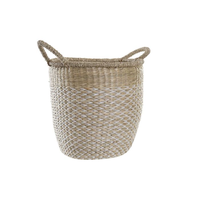 Cesta Boho DKD Home Decor Natural Blanco 30 x 30 x 30 cm (4 Unidades)