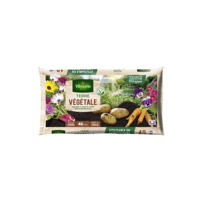 Vilmorin Tierra Vegetal 40 L para Jardín y Macetas - Reemplaza y Mejora Suelos de Baja Calidad: Arenosos, Pedregosos o Asfixiantes 1 Vilmorin Tierra Vegetal 40 L para Jardín y Macetas - Reemplaza y Mejora Suelos de Baja Calidad: Arenosos, Pedregosos o Asfixiantes 1