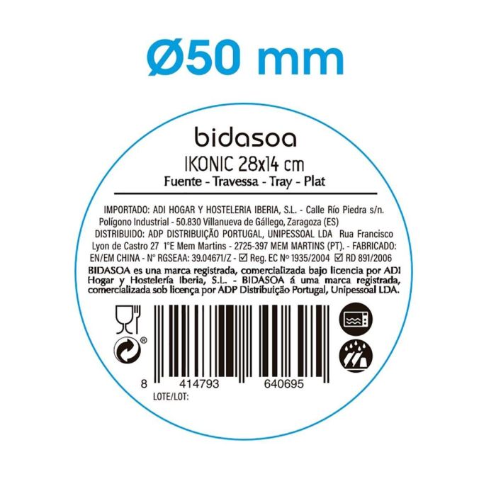 Fuente Rectangular Cerámica Ikonic Bidasoa 28x14 cm (4 Unidades)