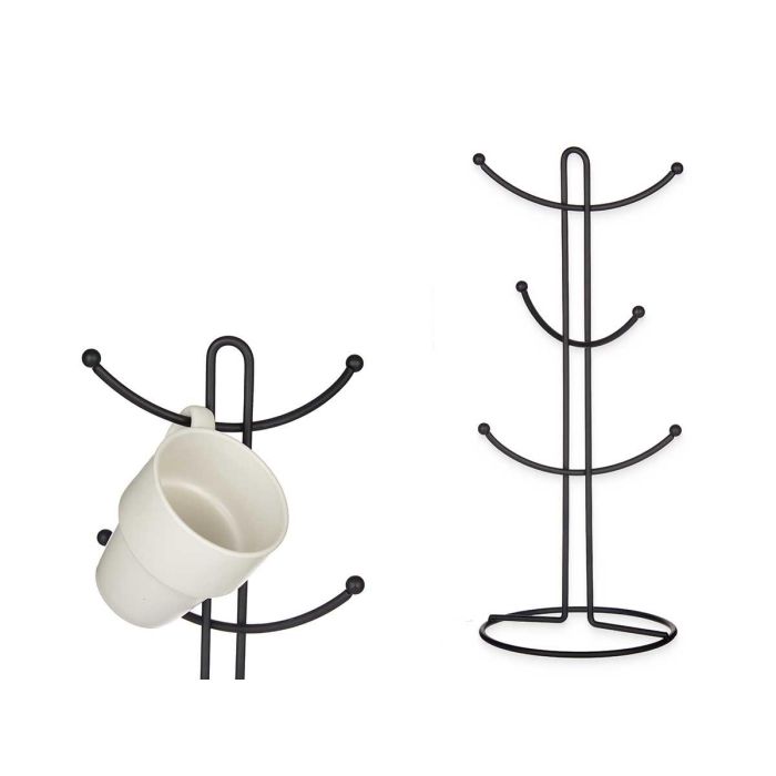 Soporte Metal 6 Tazas Negro Kinvara 16X39CM (6 Unidades) Soporte Metal 6 Tazas Negro Kinvara 16X39CM (6 Unidades)