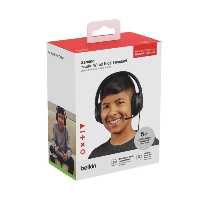Auriculares con cable BELKIN Inspire - Compatibles con Nintendo Switch 2 - Para niños - Negro 2