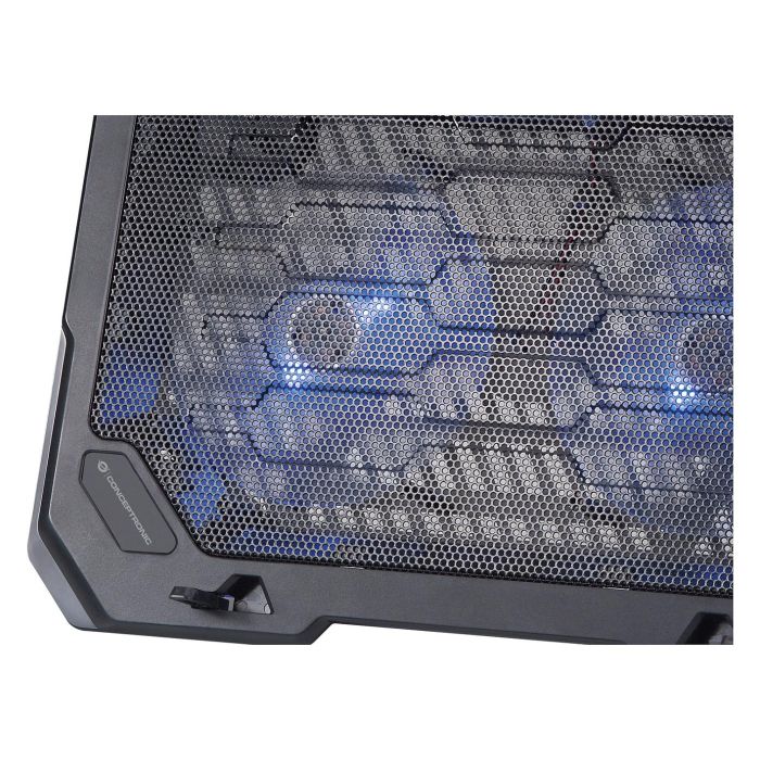 Conceptronic Base de Refrigeración para Portátil 15.6" con 2 Ventiladores USB, Ajuste de Altura, Antideslizante - Para Portátiles hasta 15.6 Pulgadas