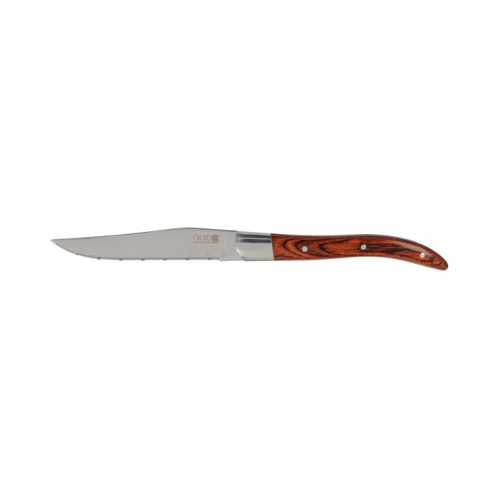 Quid Professional Cuchillo Steak Narbona Acero Inoxidable y Mango Madera 22 cm - Pack 12 Unidades con Mango Remachado