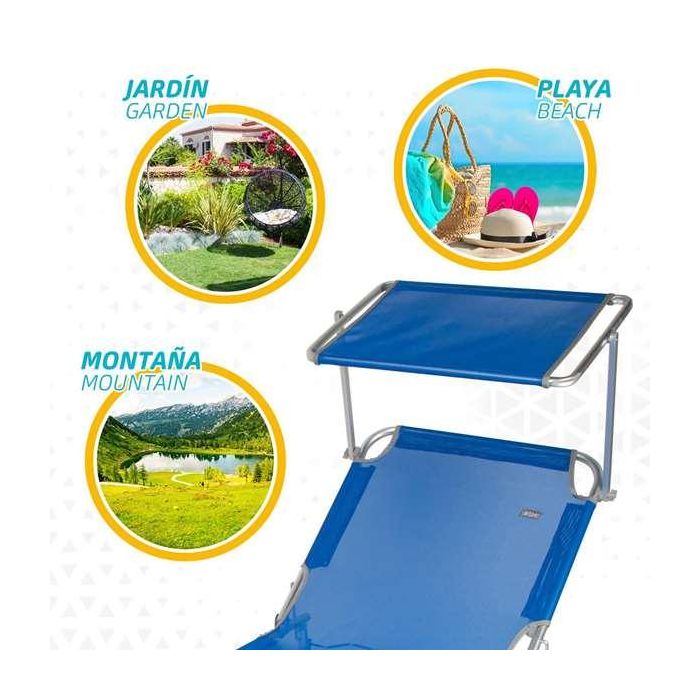 Tumbona plegable aluminio con parasol, almohada y bolsillo modelo gomera 188x58x30/69cm 5 Tumbona plegable aluminio con parasol, almohada y bolsillo modelo gomera 188x58x30/69cm 5