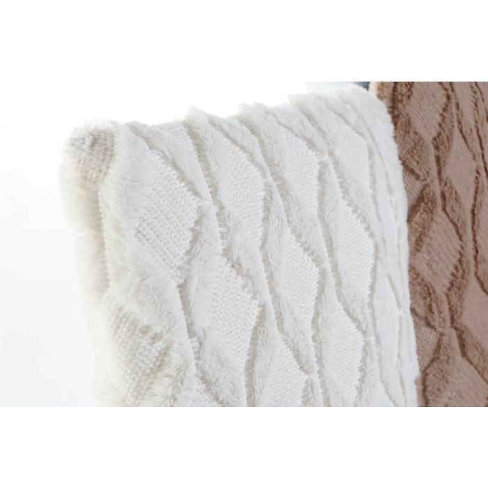 DKD Home Decor Cojin Moderno Blanco Marron 10 x 45 x 45 cm Poliester (6 Unidades) 1