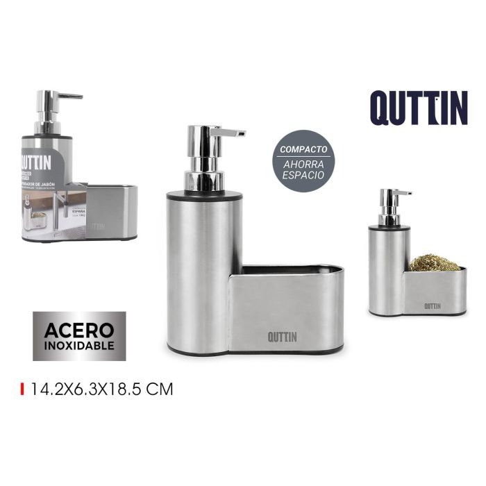 Quttin Portaestropajos con Dispensador - 6,4 x 18,4 x 14,8 cm (12 Unidades)