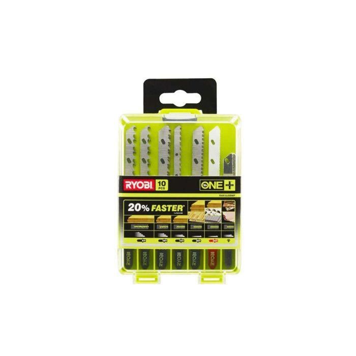 Ryobi Caja de 10 Hojas de Sierra de Calar Inalámbricas ONE+ para Madera, Laminado, Plástico, Metal, Diamante, Granito y Mosaico