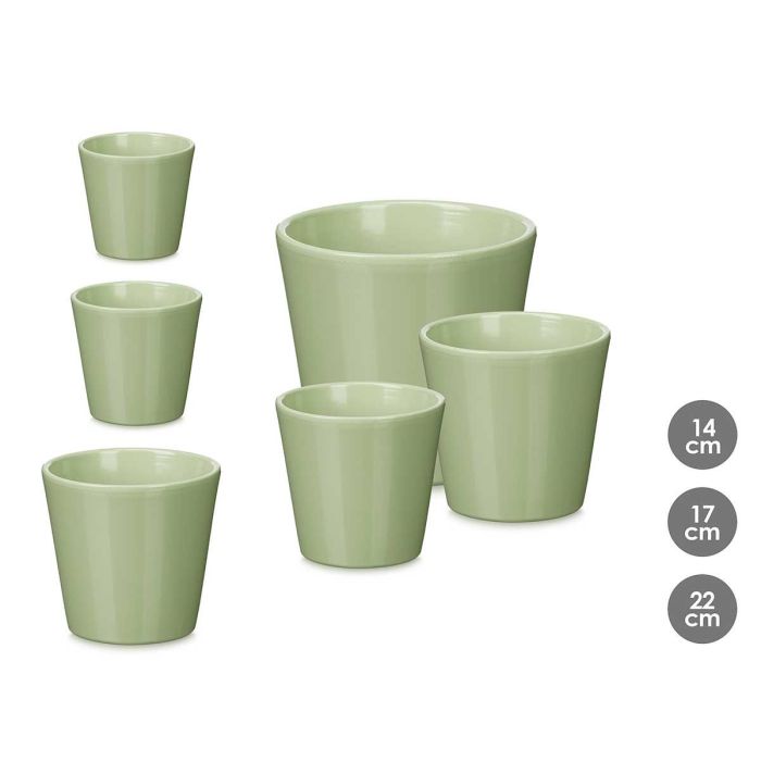 Set 3 Macetas Conica 14 17 22Cm Menta Mate Ibergarden Set 3 Macetas Conica 14 17 22Cm Menta Mate Ibergarden