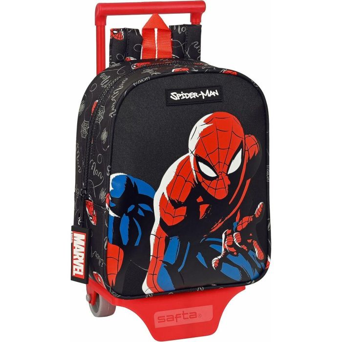 Mochila Escolar con Ruedas Safta Spiderman Hero Negro 22 x 27 x 10 cm