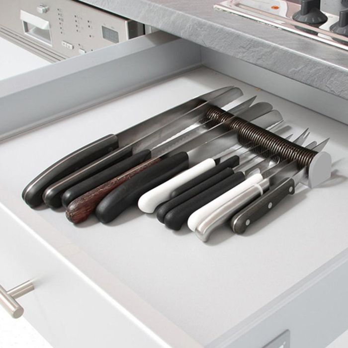 Fackelmann Profesional Organizador de Cuchillos Asia para Cajón, Capacidad 15 Cuchillos, Gris / Inoxidable 1