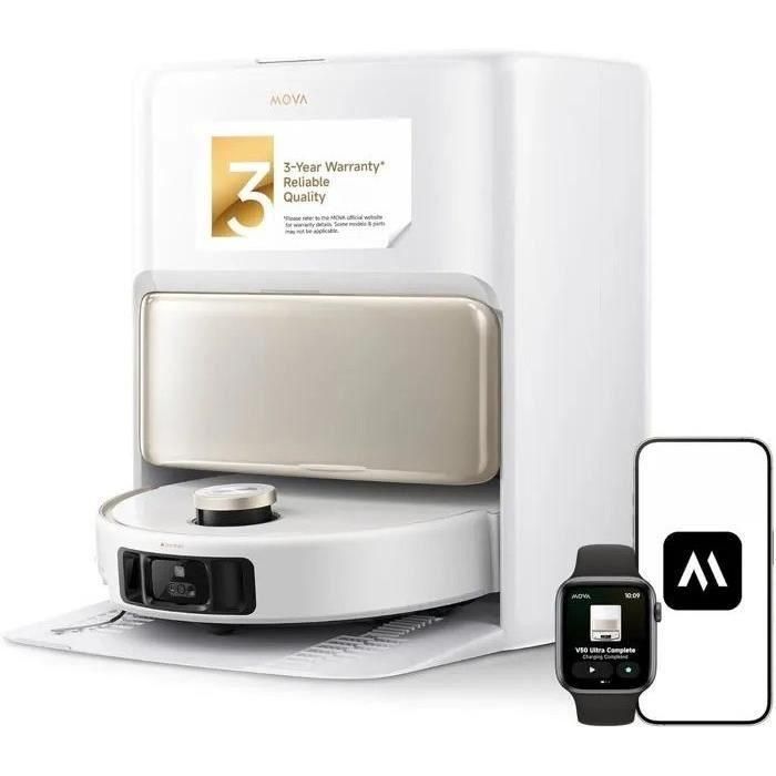 Mova MOV6977728943794 Robot Aspirador V50 Ultracompleto - Potencia 24.000 Pa, Limpieza Térmica Suelos DuoSolution