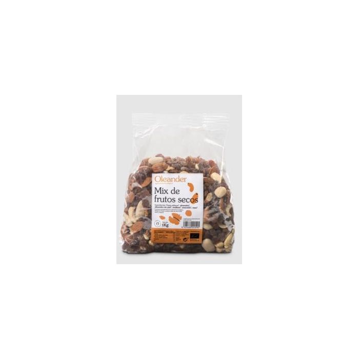 OLEANDER Mix Frutos Secos Ecológicos 1Kg Sin Gluten, Sin Lactosa, Vegano: Almendras, Avellanas, Anacardos, Nueces y Pasas