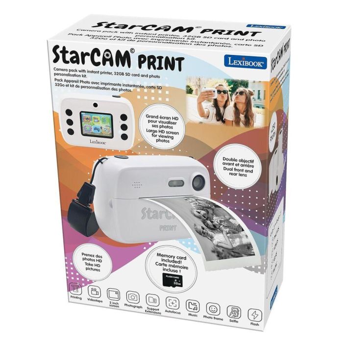 Lexibook DJ150 Starcam Print Cámara de Fotos Digital Instantánea Color Blanco para Niños +3 Años 1 Lexibook DJ150 Starcam Print Cámara de Fotos Digital Instantánea Color Blanco para Niños +3 Años 1
