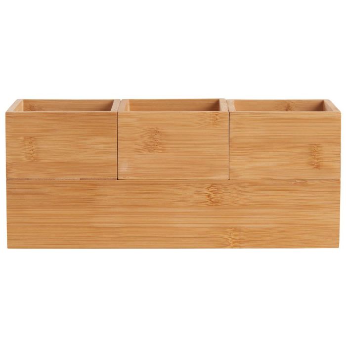 Day Juego de 4 Cajas Almacenar Bambú Apilables 9.5x9.5x6 cm y 9.5x29x6 cm 2